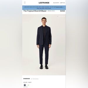 LESTRANGE The Tropical Wool 24 Blazer
MERINO WOOL in Large / Navy